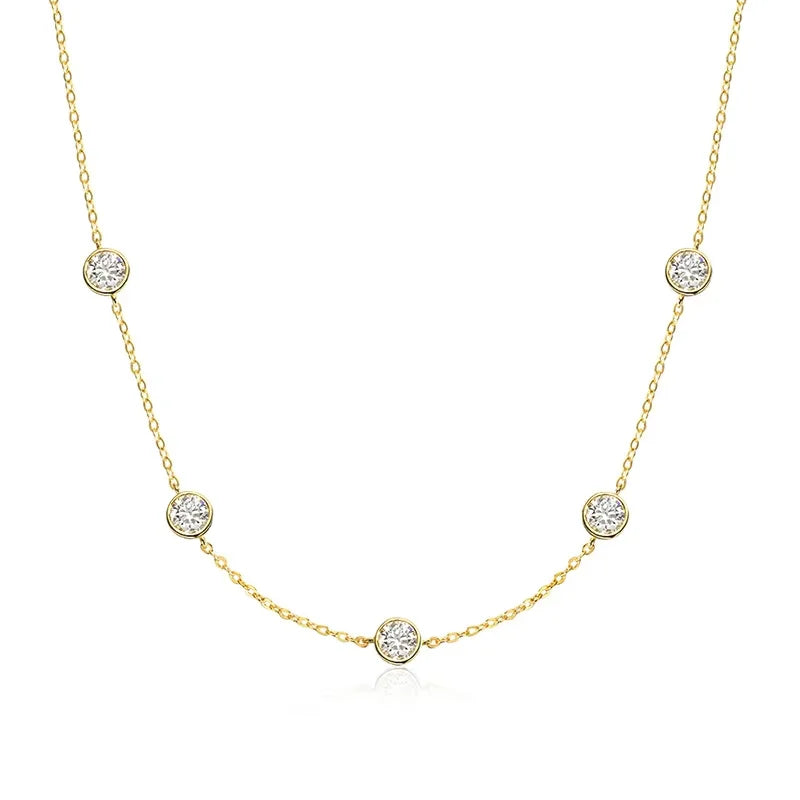 Bubble Each 5mm All Moissnaite Necklaces for Women Luxury Female Neck Chain 100% Sterling Silver S925 Fine Jewelry GRA