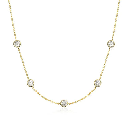 Bubble Each 5mm All Moissnaite Necklaces for Women Luxury Female Neck Chain 100% Sterling Silver S925 Fine Jewelry GRA