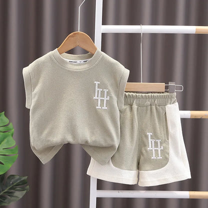 New Summer Baby Clothes Set Children Boys Sleeveless Vest Shorts 2Pcs/Set Toddler Clothing Infant Casual Costume Kids Tracksuits