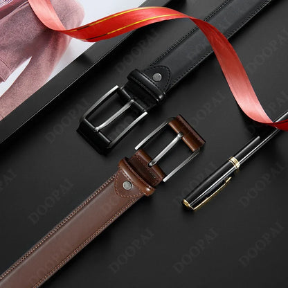 Men Belts High Quality Genuine Leather LONG Large Pin Buckle Metal Automatic Buckle Male Belts Strap Male