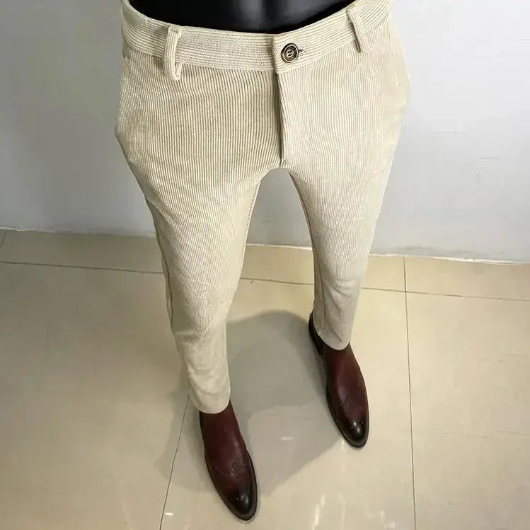 2025 Winter Men Suit Pants Woolen Thicken Keep Warm Formal Trousers Pantalones Hombre Solid Casual Slim Fit Pants Men Clothing