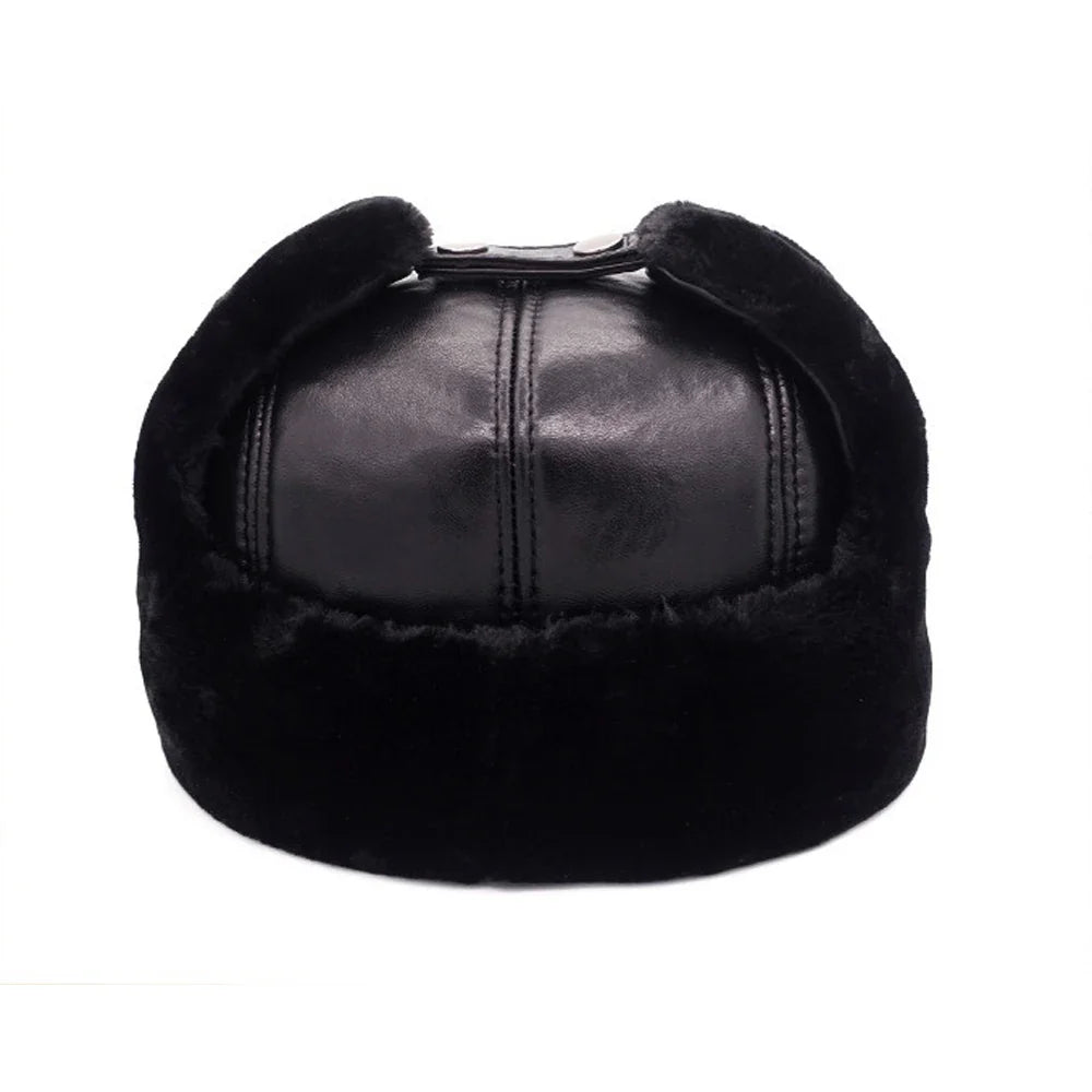 2026 Hot Men 100% Natural Real Sheepskin Leather Bomber Hats Male Casual Winter Warm Sheepskin Leather Cap Hot Russia Adult Caps
