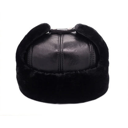 2026 Hot Men 100% Natural Real Sheepskin Leather Bomber Hats Male Casual Winter Warm Sheepskin Leather Cap Hot Russia Adult Caps