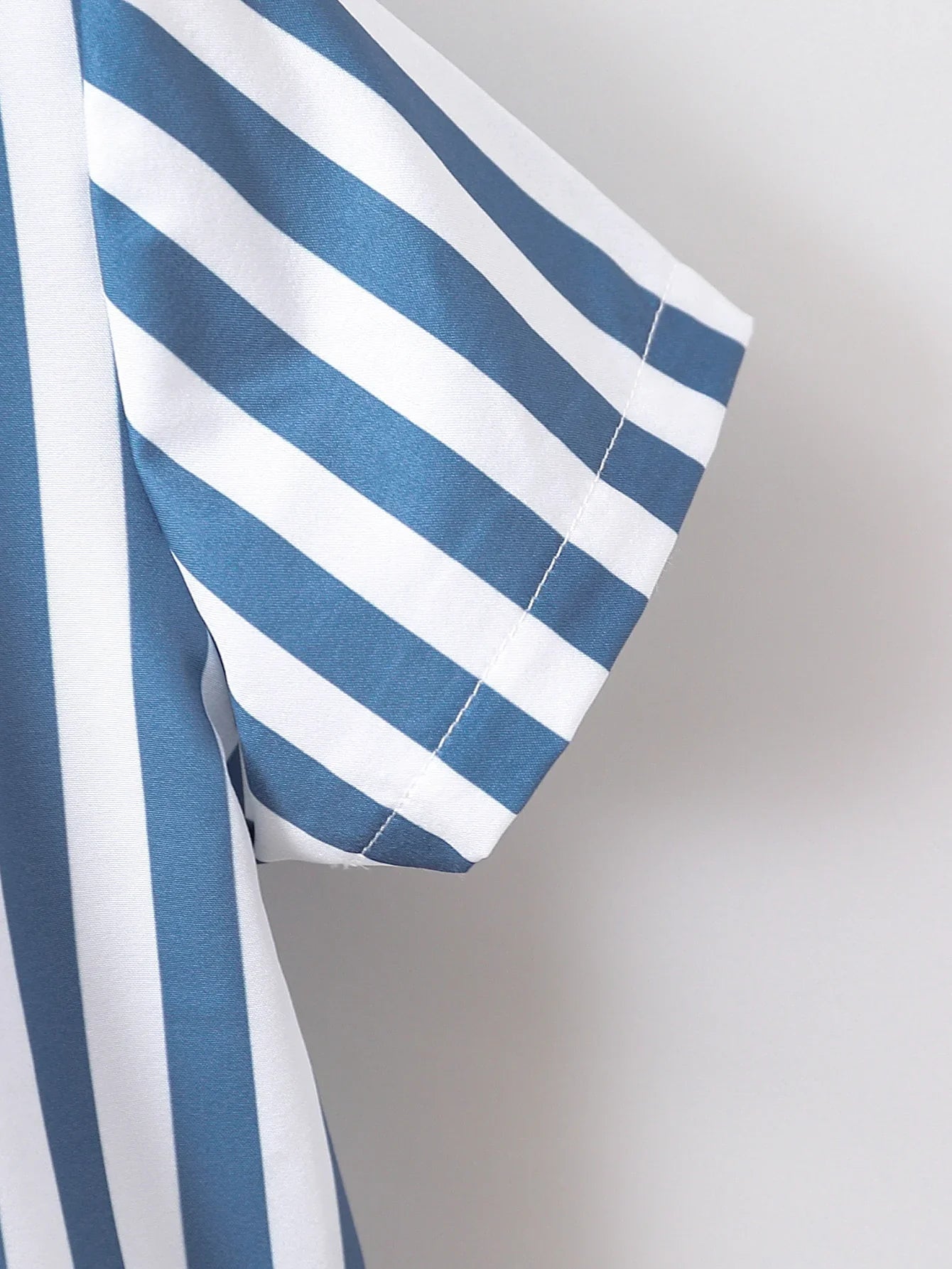 2pcs Summer Boys Blue & White Striped Shirt Set, Soft Style, Daily/Party Wear, Suitable for 1‑4Y, Breathable Fabric