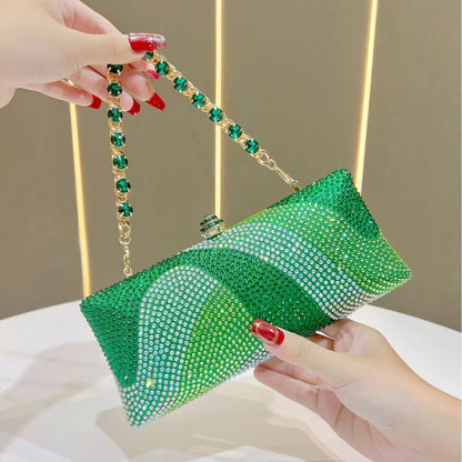 Fashion Trendy Party Bag Evening Shiny Rhinestone Clutch Phone Holder Large Capacity Women's Daily Use Glitter Party Bag