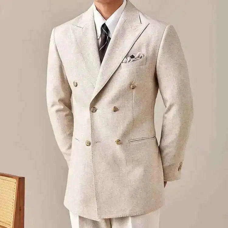 Spring Jacket Men Blazer Masculino Slim Fit Blazer Hombre Lapel Collar Casual Business Italian Style Double Breasted Blazer Men