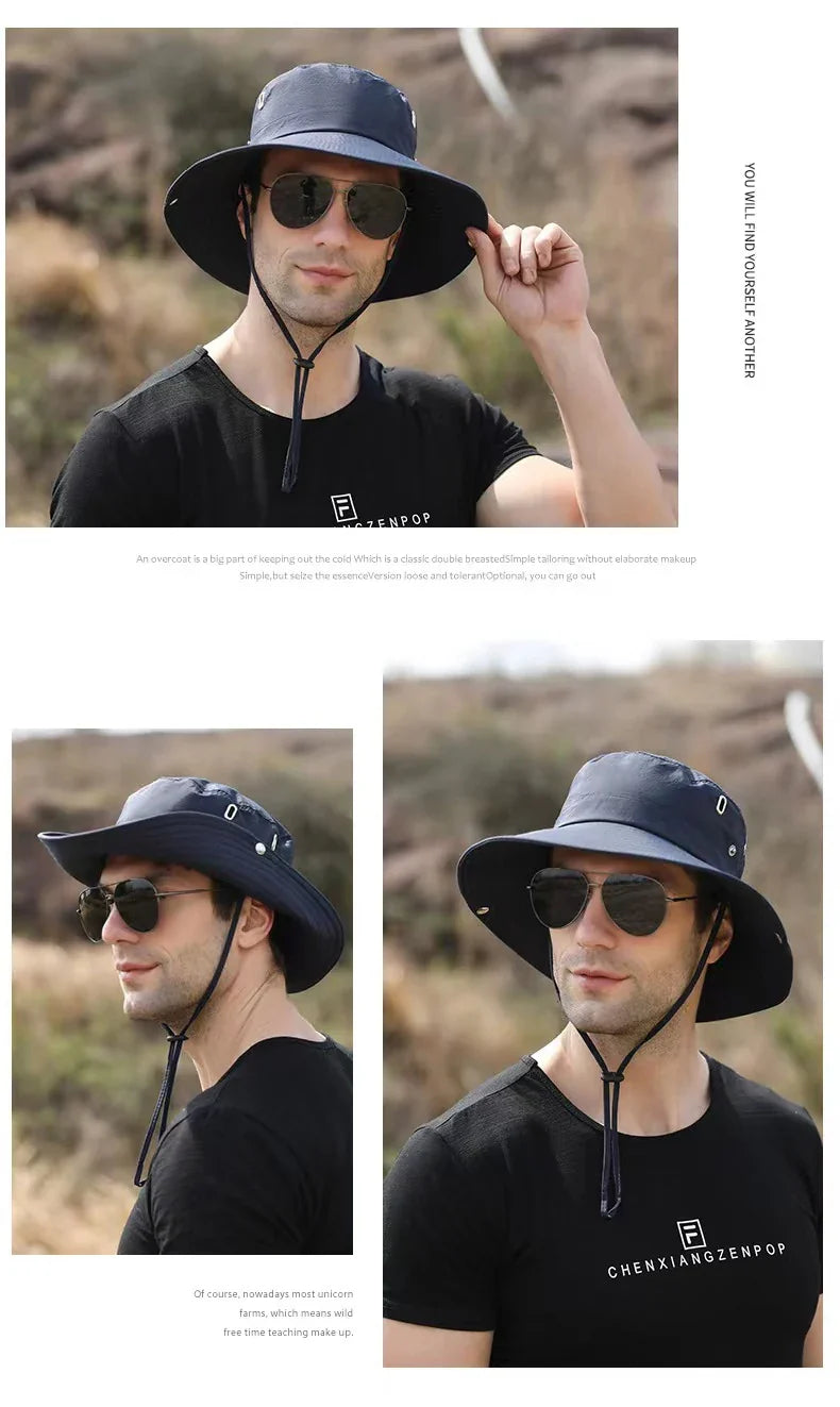 Waterproof Fisherman Hat Outdoor Summer Sun Anti UV Protection Breathable Mesh Camping Hiking Mountaineering Caps Mens Women