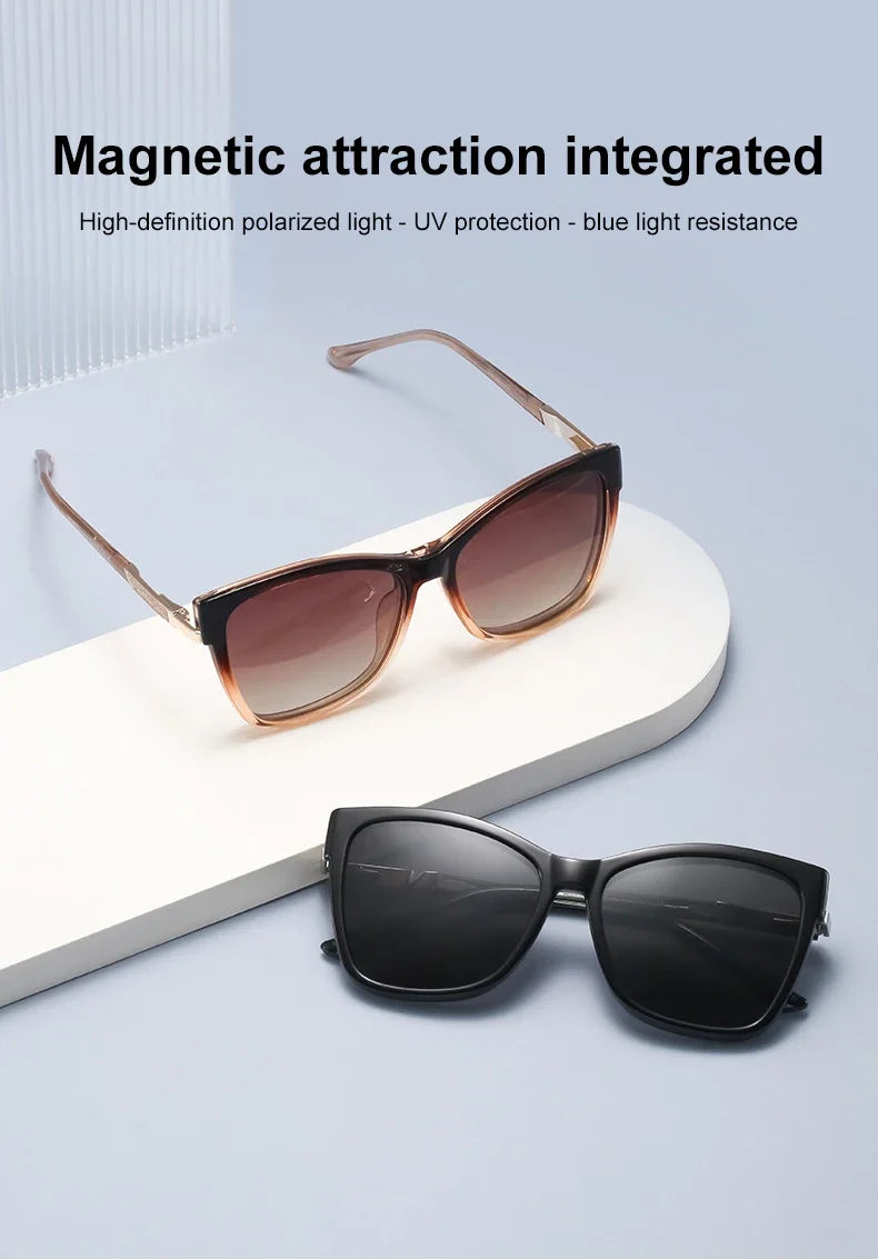 Fashion New Design TR90 Polarized Magnetic Clip-on Sunglasses Men and Women Polarized Sunglasses Optical Myopia Glasses