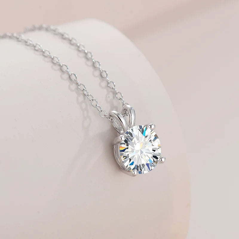 PureNew 1-5ct Full Shape Moissanite Necklace For Women S925 Silver Plated 18k Gold D Color VVS1 Women's Moissanite Chain Gift