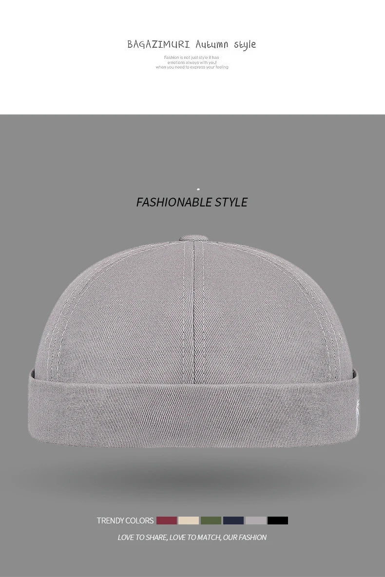 Brimless Hat for Men Women Cotton Classic Solid Color Beanie Beaded Hip Hop Hat for Outside Cycling Riding Activities