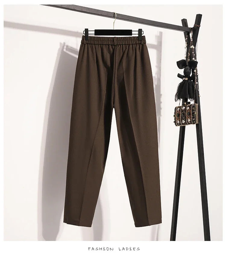 Plus Size Pants Woman 2026 Spring Autumn New Arrival High Waist Suit Pants High Quality Korean Style Straight Trousers