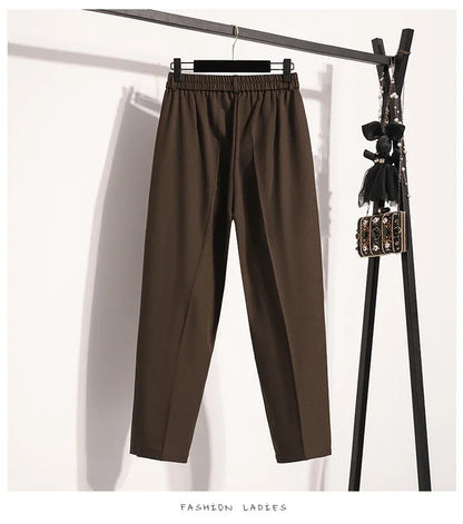 Plus Size Pants Woman 2026 Spring Autumn New Arrival High Waist Suit Pants High Quality Korean Style Straight Trousers