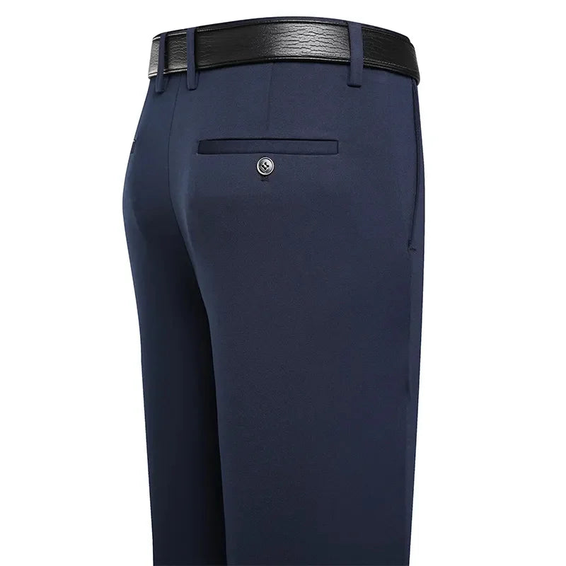 Men's Summer Thin Business Casual Pants Classic Elastic Dress Pants Soft Comfortable Loose Straight Brand Men's Pants