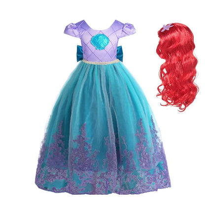 2026 Girls Birthday Mermaid Shell Dress Children Christmas Ball Gown Ariel Costume Halloween Cosplay Princess Siren Robes Dress