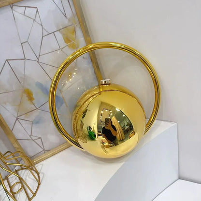 Gold Acrylic Round Ball Hand Bag For Women Handbags Silvery Evening Clutch Handbags Round Ball Purse 2025 Chic