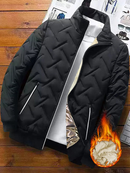 Men's Casual Stand-Up Collar Winter Jacket, Autumn and Winter Style Coat, Windproof, Cold-Proof, and Warm Top
