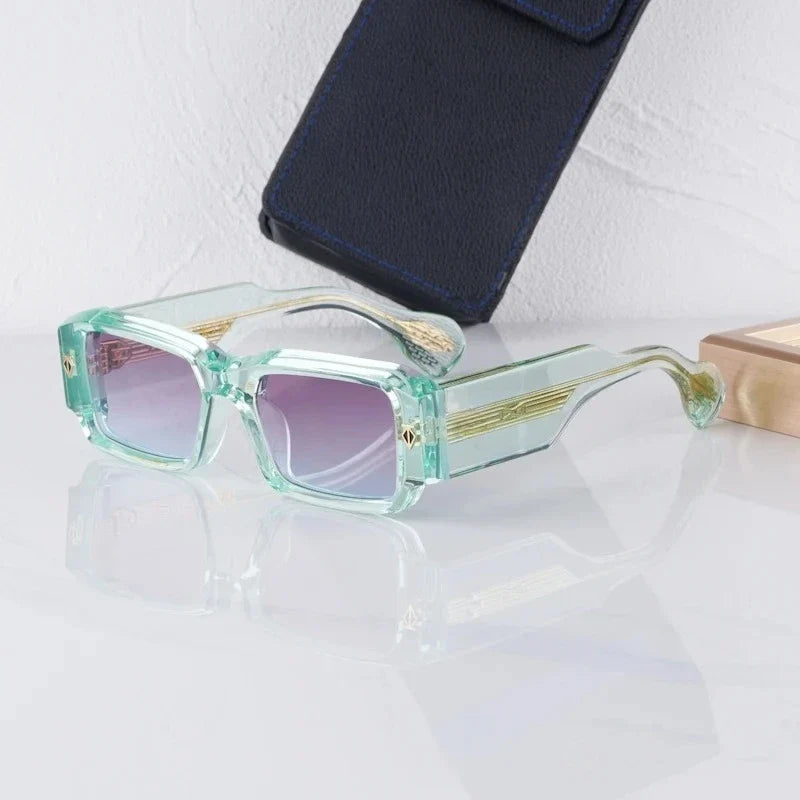 Handmade Thick Acetate Classical Sunglasses Rectangle Luxury Brand Design Style Top Quality Patchwork UV400 Unisex Gafas