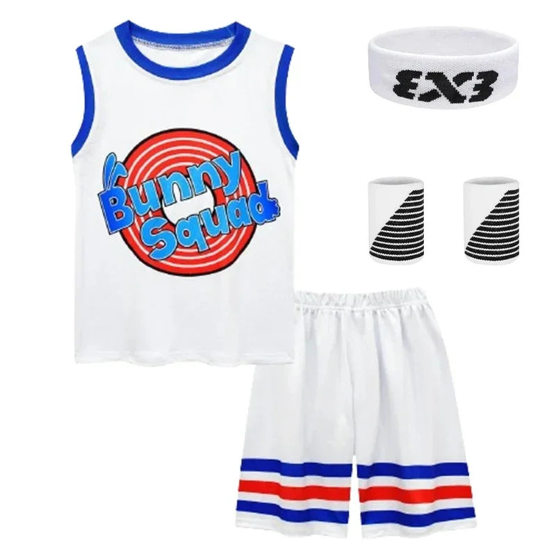 2024 Kids Tune Squad Space Jam 2 Basketball Jersey Set - Cosplay Costume Vest Shorts Sports Uniform Tracksuit for Boys and Girls