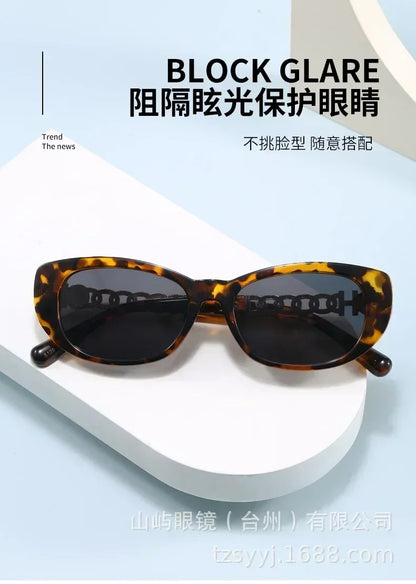 2025 New Trend Oval Polarized Sunglasses Women's Chain Hollow Frame Cat Eye Sun glasses Women's Fashion Luxury Design Glasses