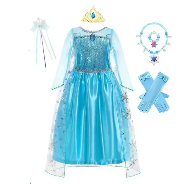 Children Dresses Girls Cospaly Snow Queen Elsa Costumes Kids Carnival Party Prom Gown Children Clothes Elsa Princess Dresses