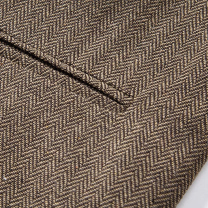 Men Vest Brown Herringbone Height Collar Single Button Waistcoat For Wedding Business Work Office Daily Casual Men Suit Vest