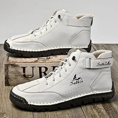 New 2024 Autumn Handmade Leather Men Boots Design Sneakers Man Breathable Casual Leather Shoes Men Ankle Boots Outdoor Boats