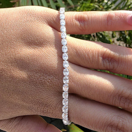 Bracelets tennis en moissanite taille ovale de 0,3/0,5/1 carat montés est-ouest pour femme en argent sterling 925, cadeau d'anniversaire