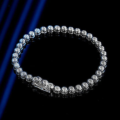 Full Asscher Cut 3x3mm 0.15CT Bezel Type Moissanite Tennis Bracelet for Women Men Party 925 Silver GRA Certified Bracelets