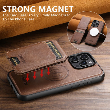 Wireless Charging Magnet PU Leather Phone Case Card Holder Stand For iPhone 17 Pro Max 16 Plus 15 Pro 13 12