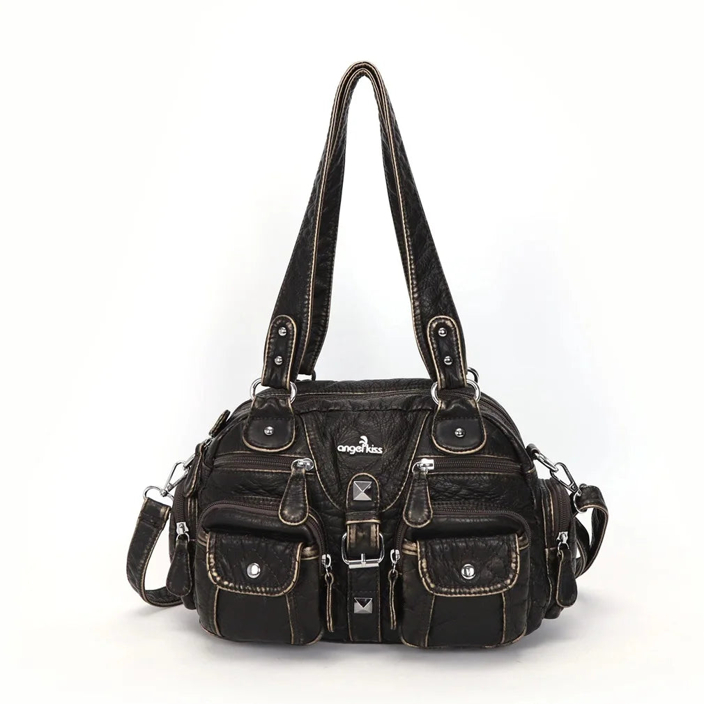 Bag Women Small Handbags Satchel Top-handle Handbag PU Shoulder Bag 8”x11” Dumpling Pack Multi-pockets Shoulder Bag