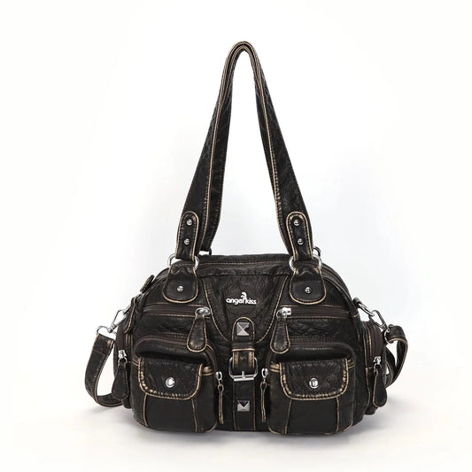 Bag Women Small Handbags Satchel Top-handle Handbag PU Shoulder Bag 8”x11” Dumpling Pack Multi-pockets Shoulder Bag