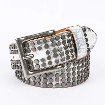 Top Heavy Metal Genuine Leather Belt Men Cowskin Cowboy Belt Ceinture Homme Punk Jeans Strap Wide Cinturon Mujer Waistband