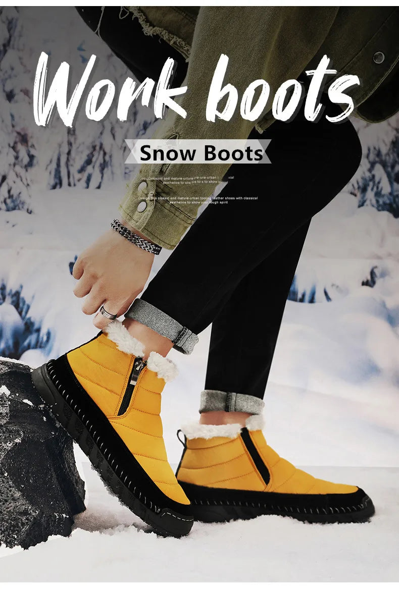 New Fashion Men's Boots Winter Plush Men Snow Boots Warm Fur Ankle Boots Outdoor Non-slip Sneakers Winter Casual  Boots Size 46