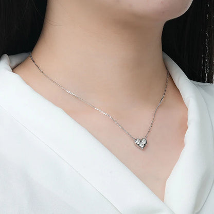 Certified 0.3CT Round Moissanite Necklace 925 Sterling Silver Heart Shape Pendant Necklace for Valentine's Day Jewelry
