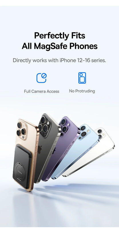 Magnetic Wallet Card Holder for iPhone 17 MagSafe PU Leather Phone Case with 360° Rotating Stand Bank ID Card Cover Case
