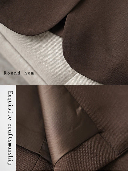 Brown Blazer for Women Spring and Autumn Workplace Style Versatile Casual, Long-Sleeved Small Suit Jacket