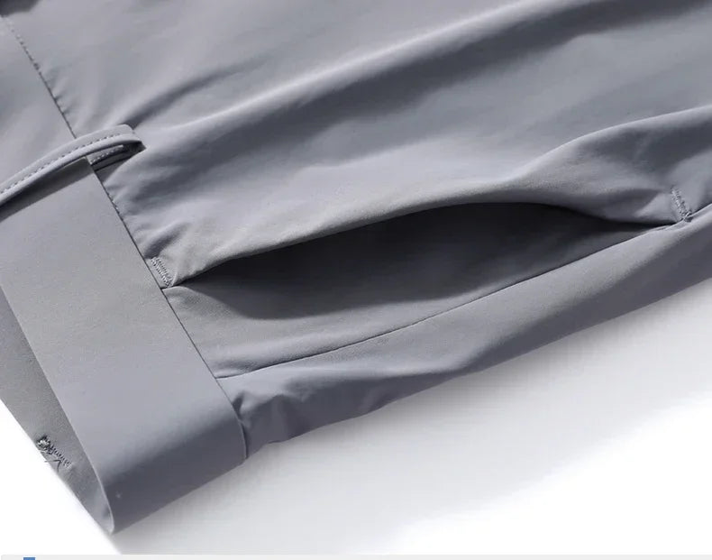 Summer Ultra-thin Men's Casual Pants High Elastic Quick-drying Ice Silk Slim Straight Business Formal Solid Color Trousers