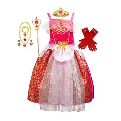 Girls Princess Dress Kids Cinderella Snow White Aurora Sofia Rapunzel Cinderella Halloween Costume Children Birthday Party Dress