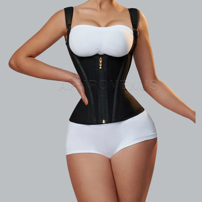 Fajas Colombianas Women Double Compression Waist Trainer Corset with Bone Adjustable Zipper and Hook-eyes Flat Belly Body Shaper