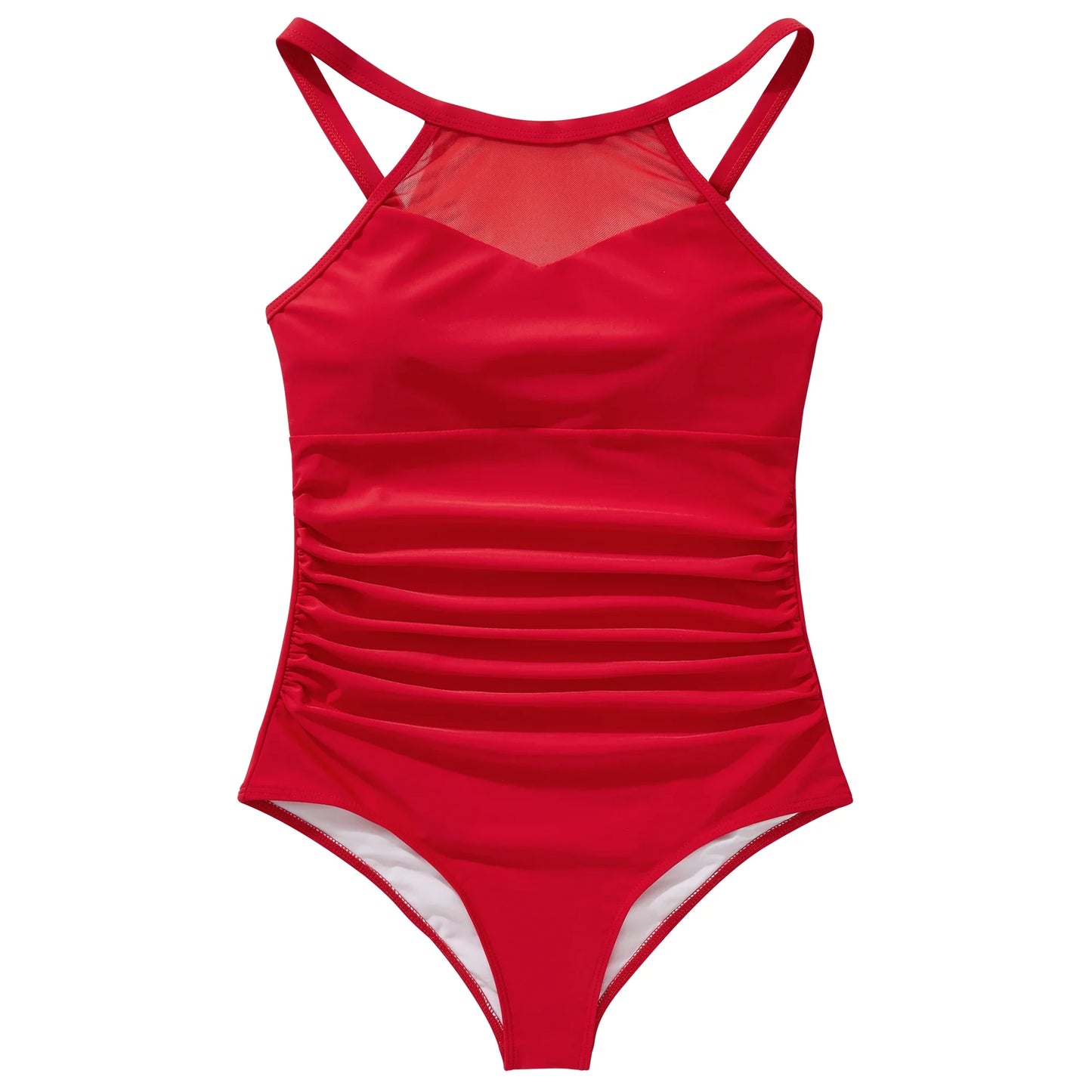 XL Size One Piece Swimsuit Women Mesh Hollow Out Swimwear For Women Solid Padded Push Up Plus Size Summer Bathing Suits Female