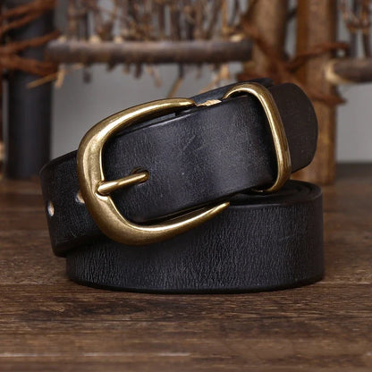 3.3cm Fashion Genuine Leather Pin Buckle Men's Belt Retro Korean Pure Cowhide Jeans Belts for Women Luxury Designer Cowboy