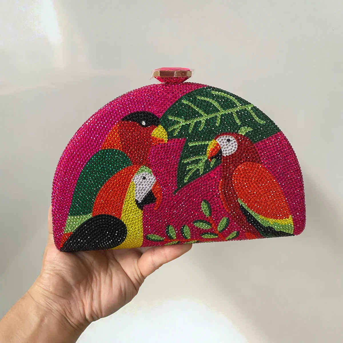 Multicolored Parrot Diamond Evening Bags Women Crystal Clutch Purse Cocktail Prom Bird Party Handbags Rhinestone Shoulder Bag