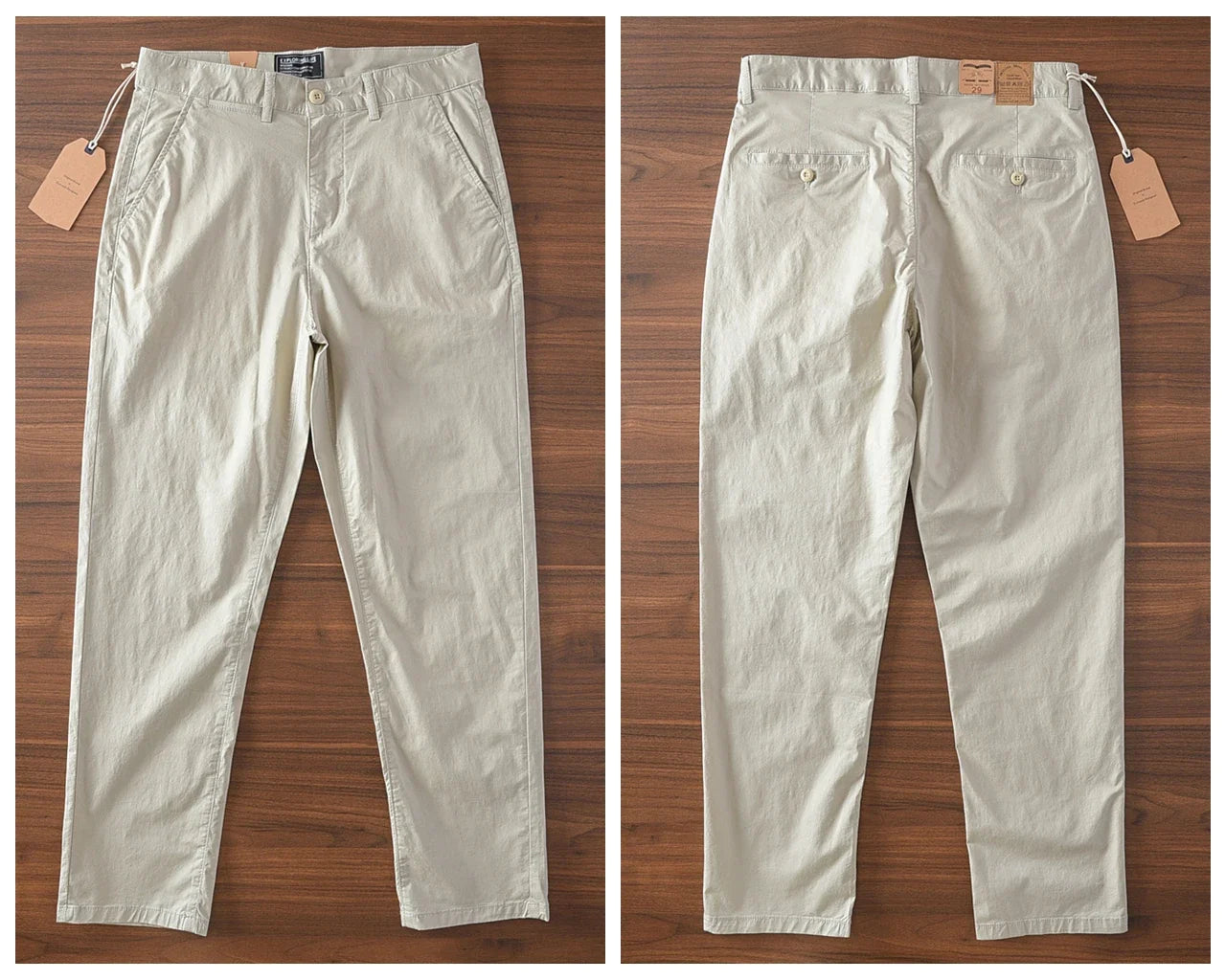 2025 Summer New American Retro Thin Micro Elasticity Casual Pants Men's Simple 97% Cotton Slim CHINO Business Straight Trousers