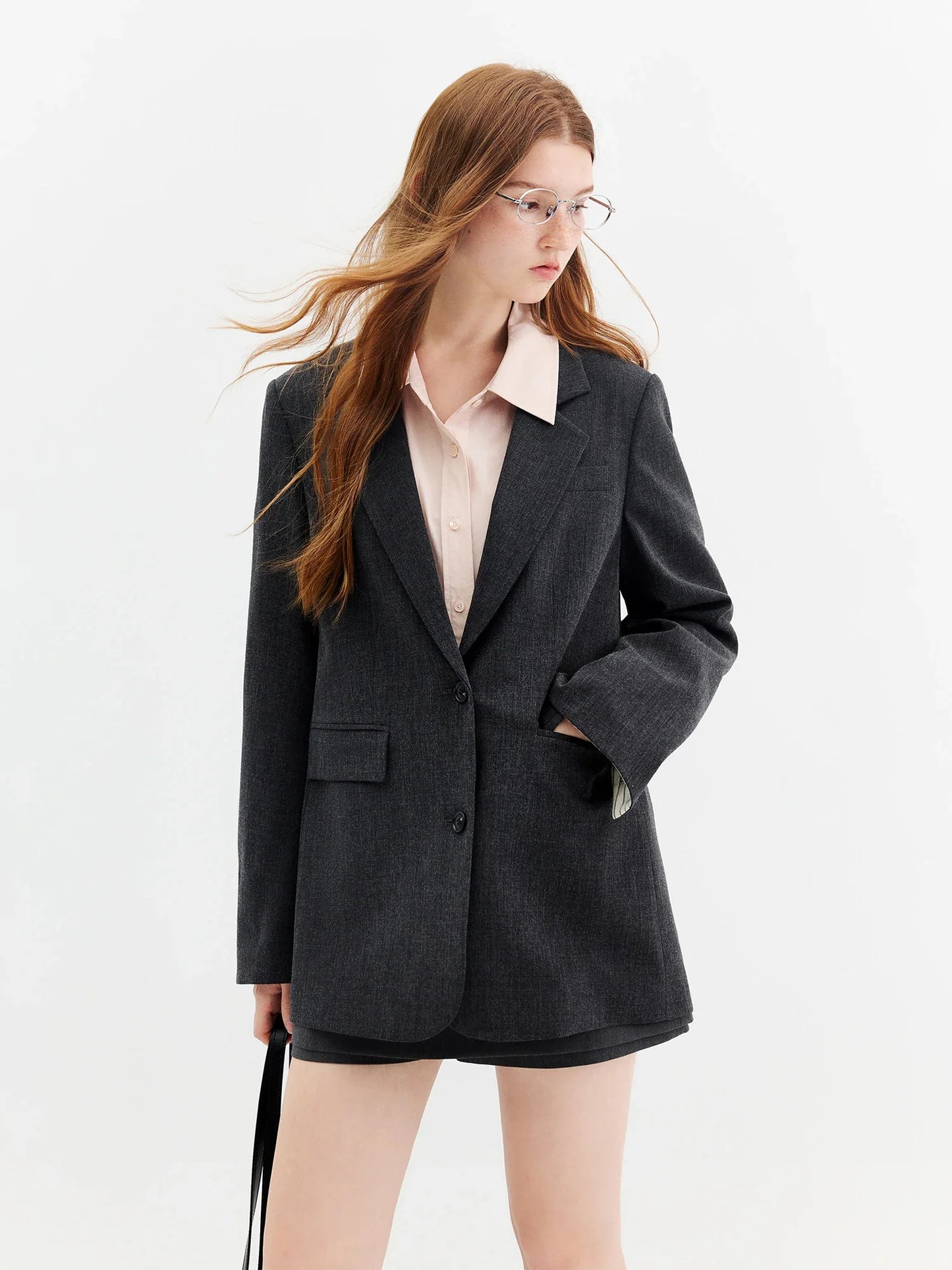 Retro-style Commuter Color-blocked Turn-up Cuff Blazer for Women 2026 Autumn New Style Single-breasted Coat Solid