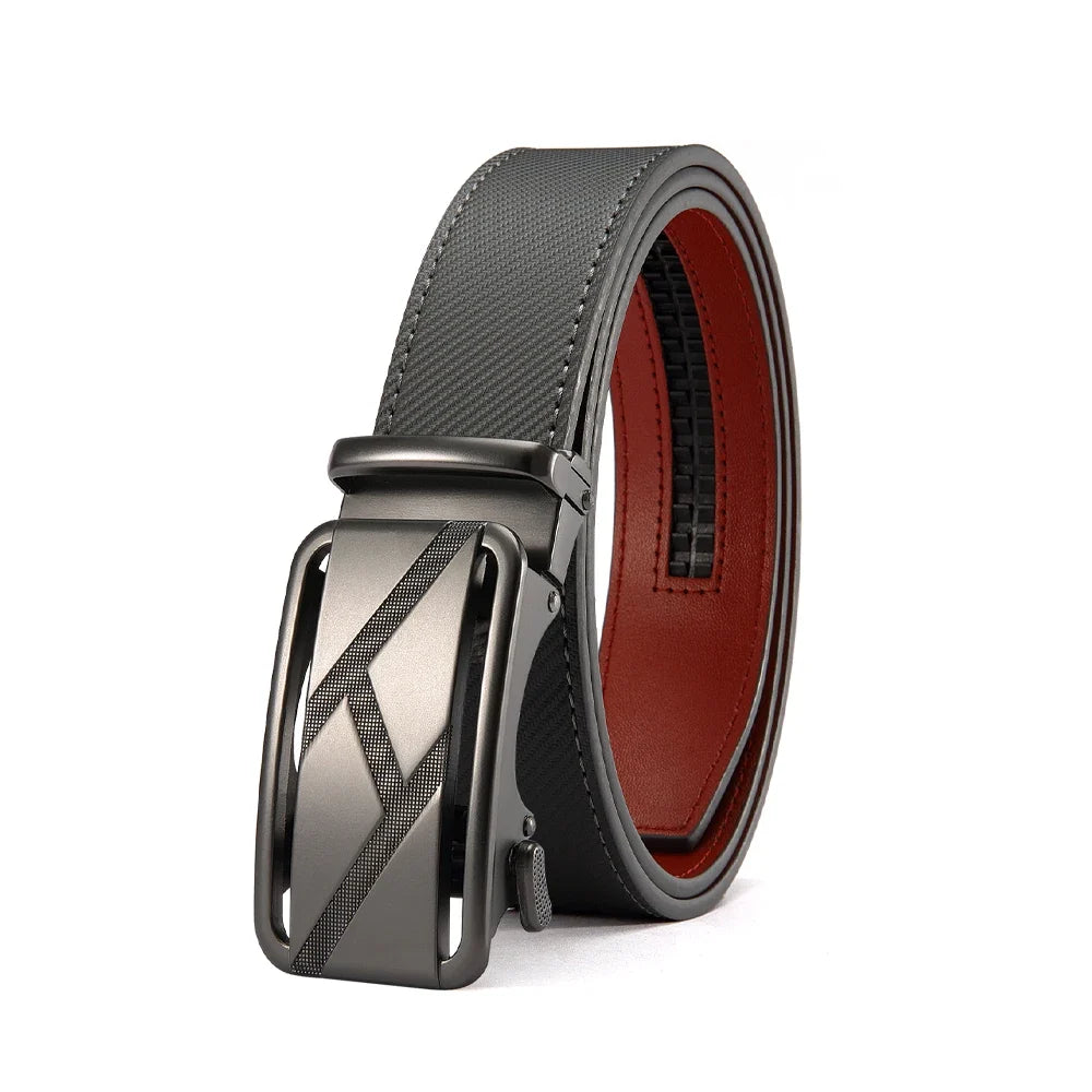 Mens Belt Genuine Leather Luxury Belt Metal Automatic Alloy Buckle Fashion Ratchet Belts for Men Cowhide High Quality Belt