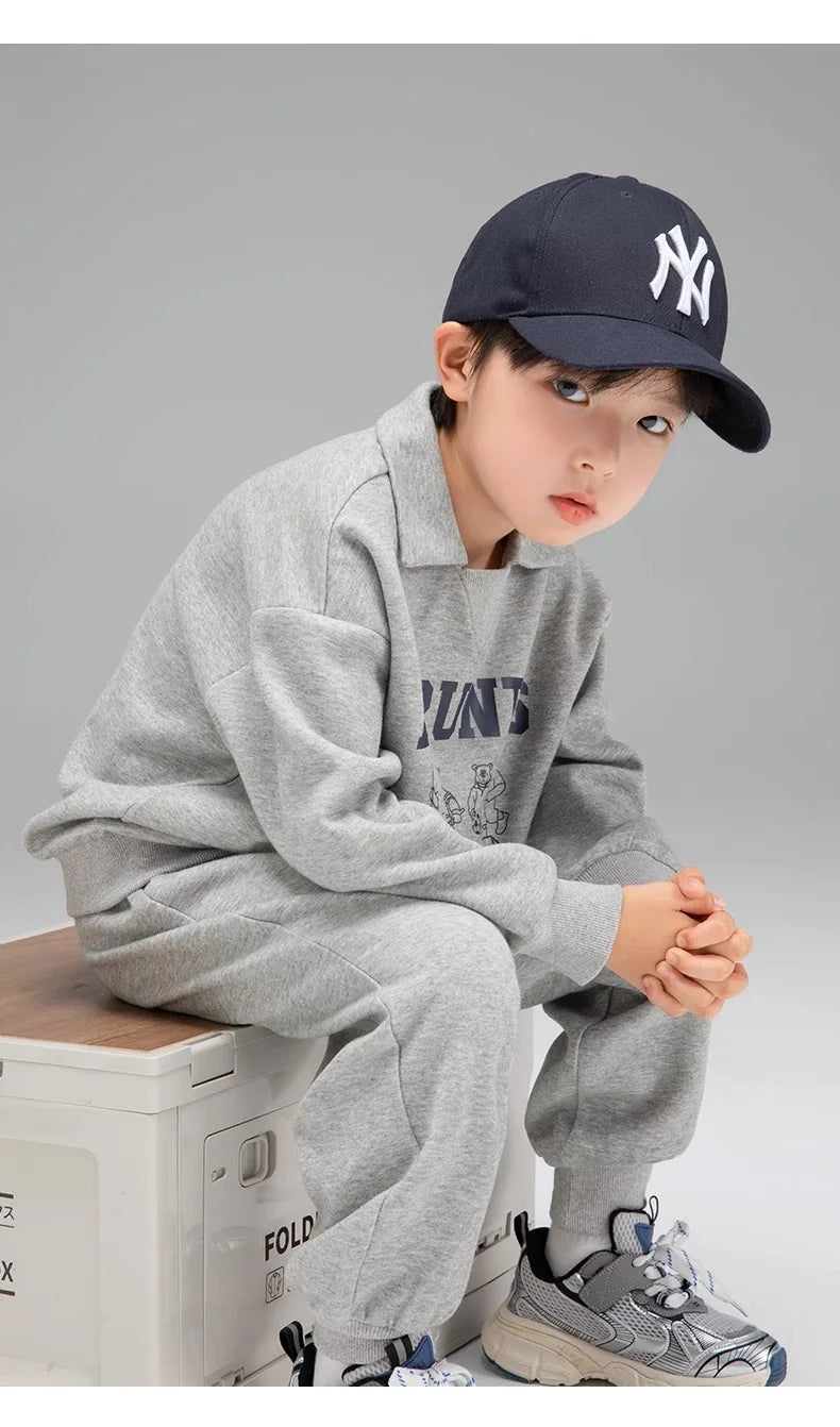 Spring Autumn Girls Boys Alphabet Workout Preppy Sweatshirt+Sweatpant School Kids Tracksuit Child 2PCS Outfit Jogger Set 3-14Yrs