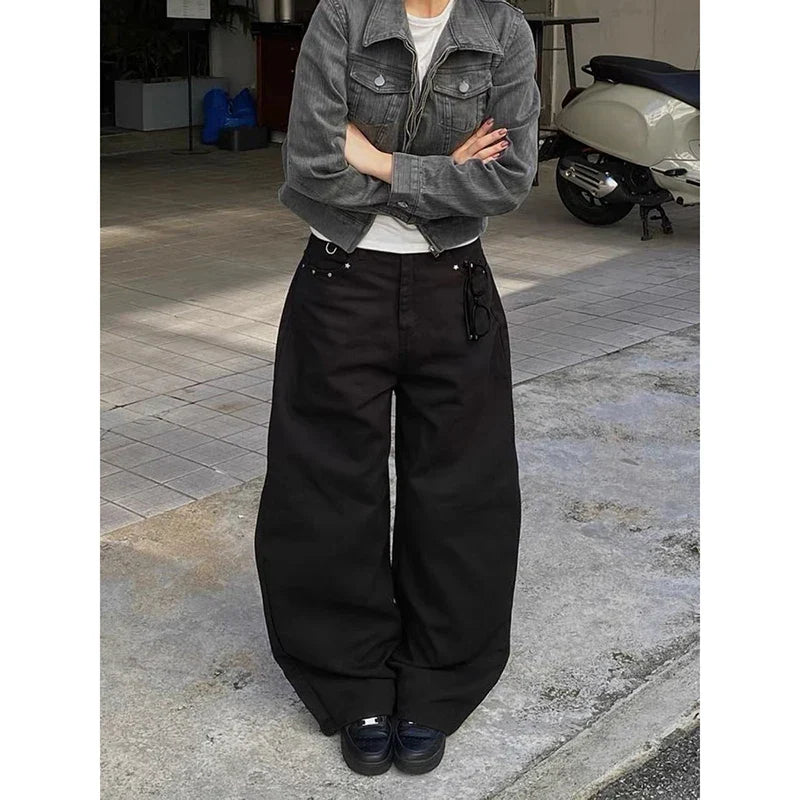 Women Baggy Jeans Dark Academia Cyber Punk Designer Harajuku Denim Pants Goblin Core Grunge Wide Fit American Retro Y2K