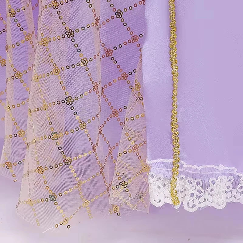 Princess Dress for Girls Tangled Cosplay Costume Kids Halloween Christmas Carnival Birthday Party Fancy Clothes