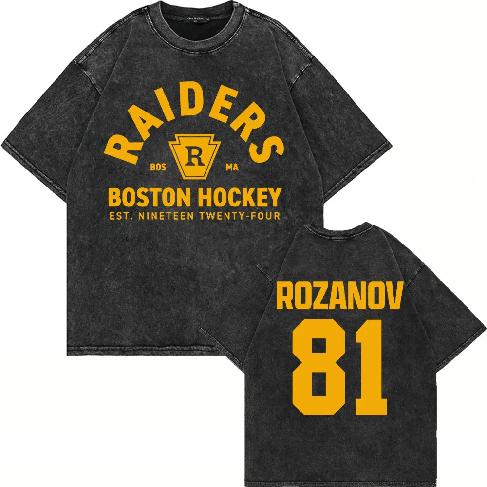 Vintage Washed Heated Rivalry Ilya Rozanov 81 Boston Raiders Tshirt Men Shane Hollander 24 Montreal Metros 100% Cotton Tees Tops
