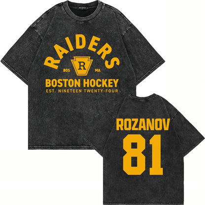 Vintage Washed Heated Rivalry Ilya Rozanov 81 Boston Raiders Tshirt Men Shane Hollander 24 Montreal Metros 100% Cotton Tees Tops
